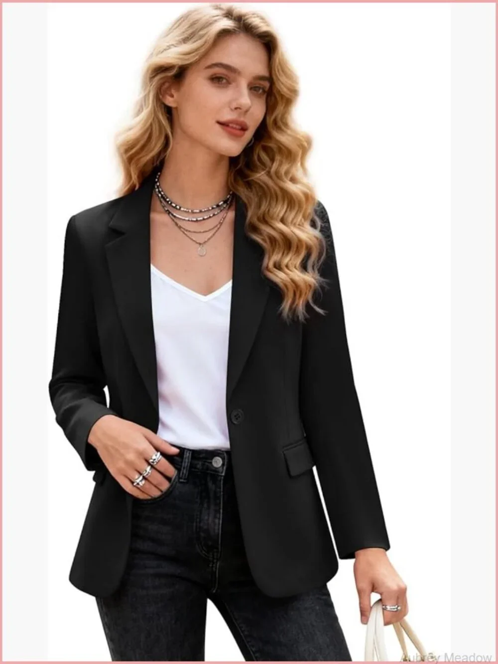Womens One Button Blazer Long Sleeve Notch Lapel Office Work Jacket Suit with